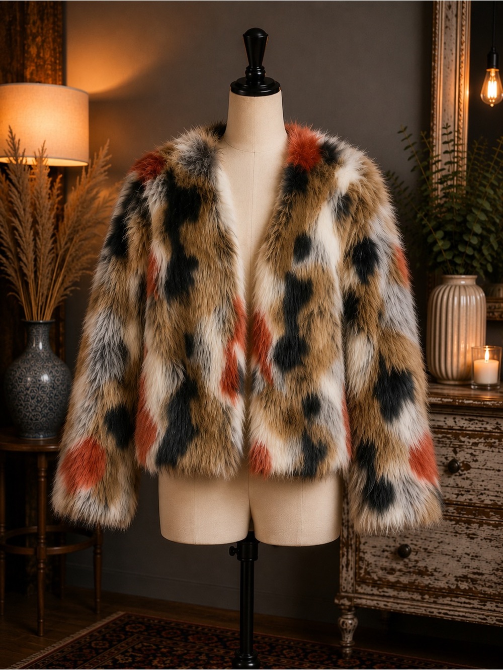 Hot & Delicious Multicolor Faux Fur Leopard-Style Jacket